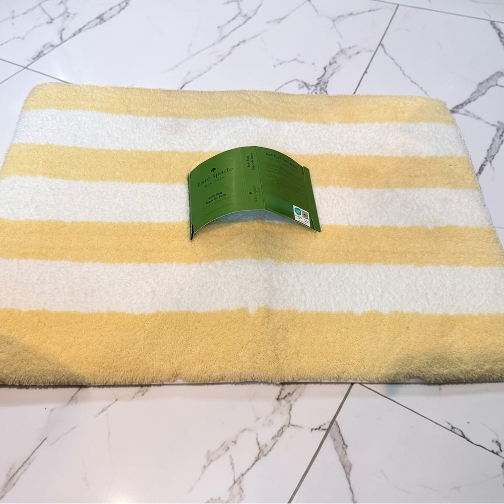 Kate Spade Striped Yellow & White Bath Mat NWT